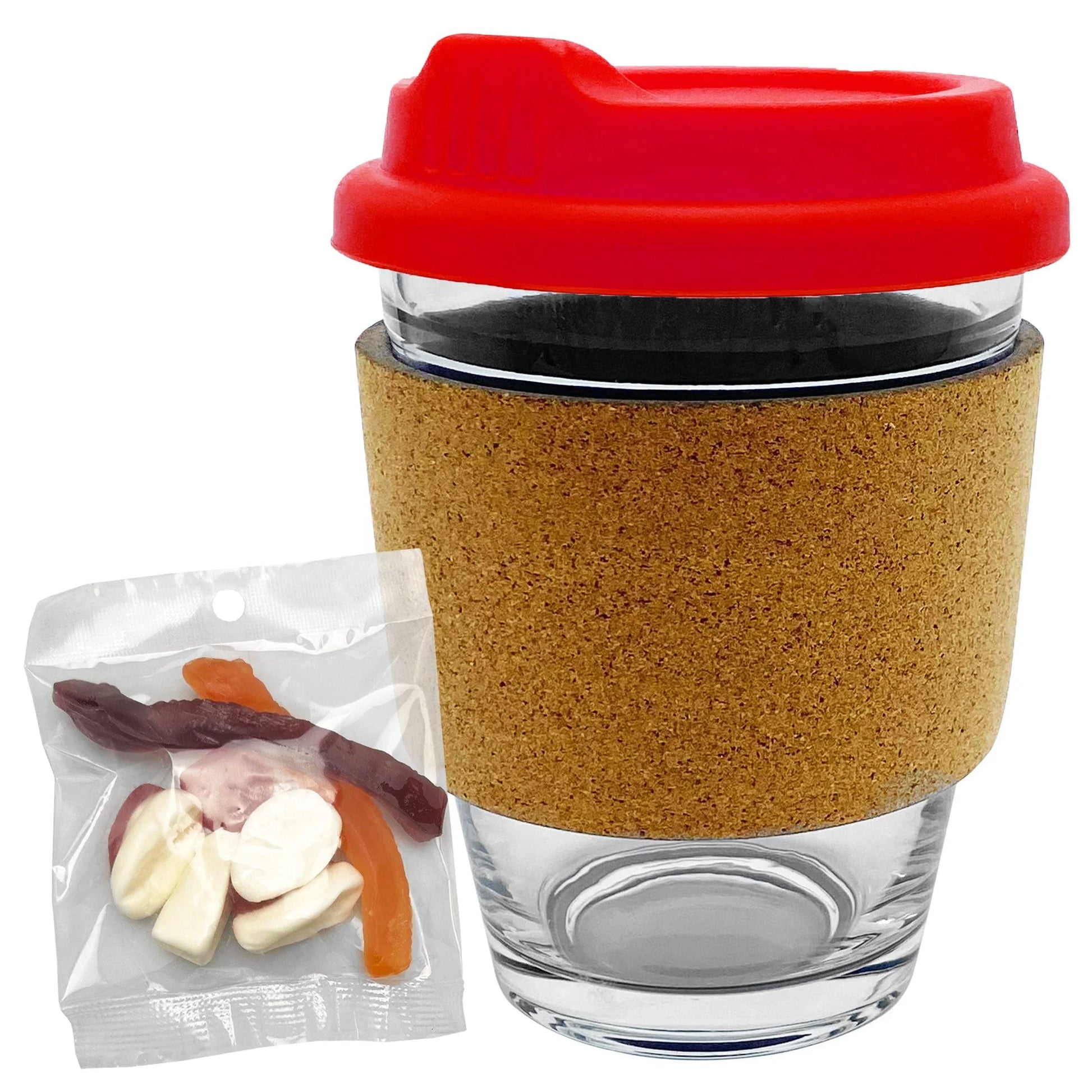 Jelly Party Mix in Cork Band Glass Coffee Cup - PrintaPromo