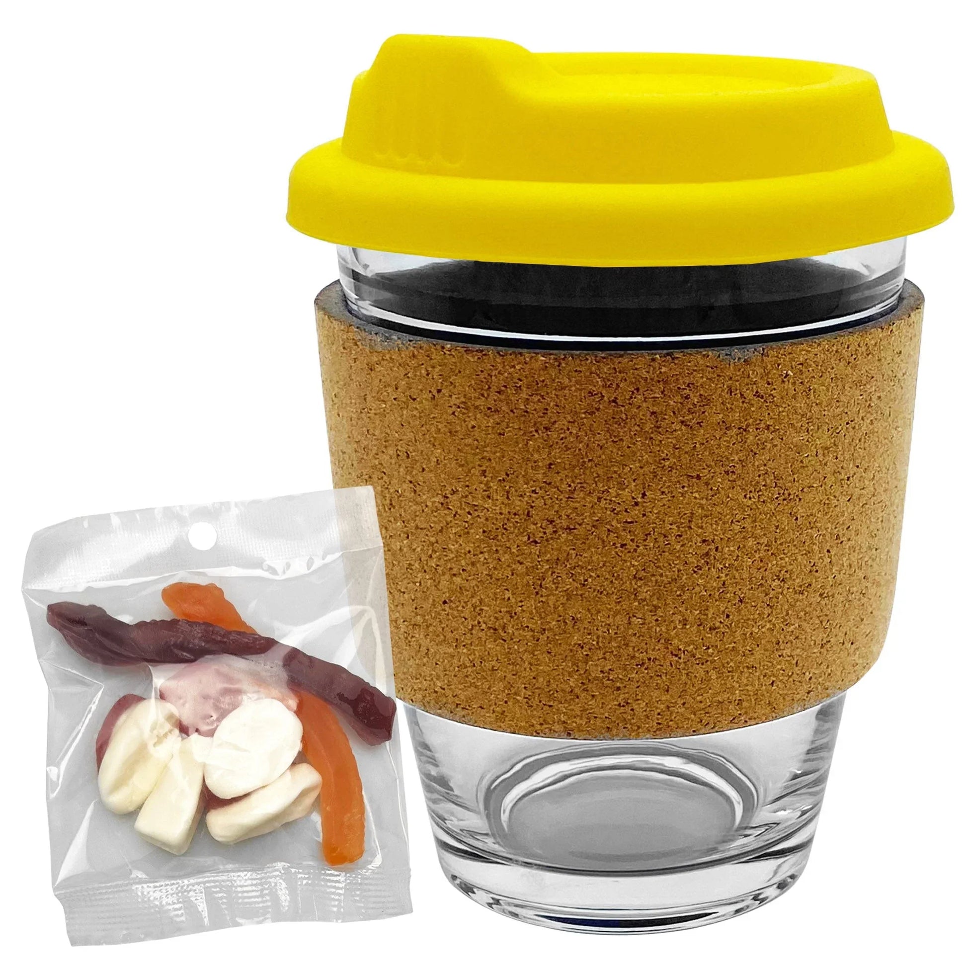 Jelly Party Mix in Cork Band Glass Coffee Cup - PrintaPromo
