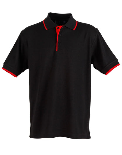 Mens Poly/Cotton Contrast Pique Short Sleeve Polo PS08 - PrintaPromo