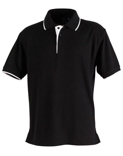 Mens Poly/Cotton Contrast Pique Short Sleeve Polo PS08 - PrintaPromo