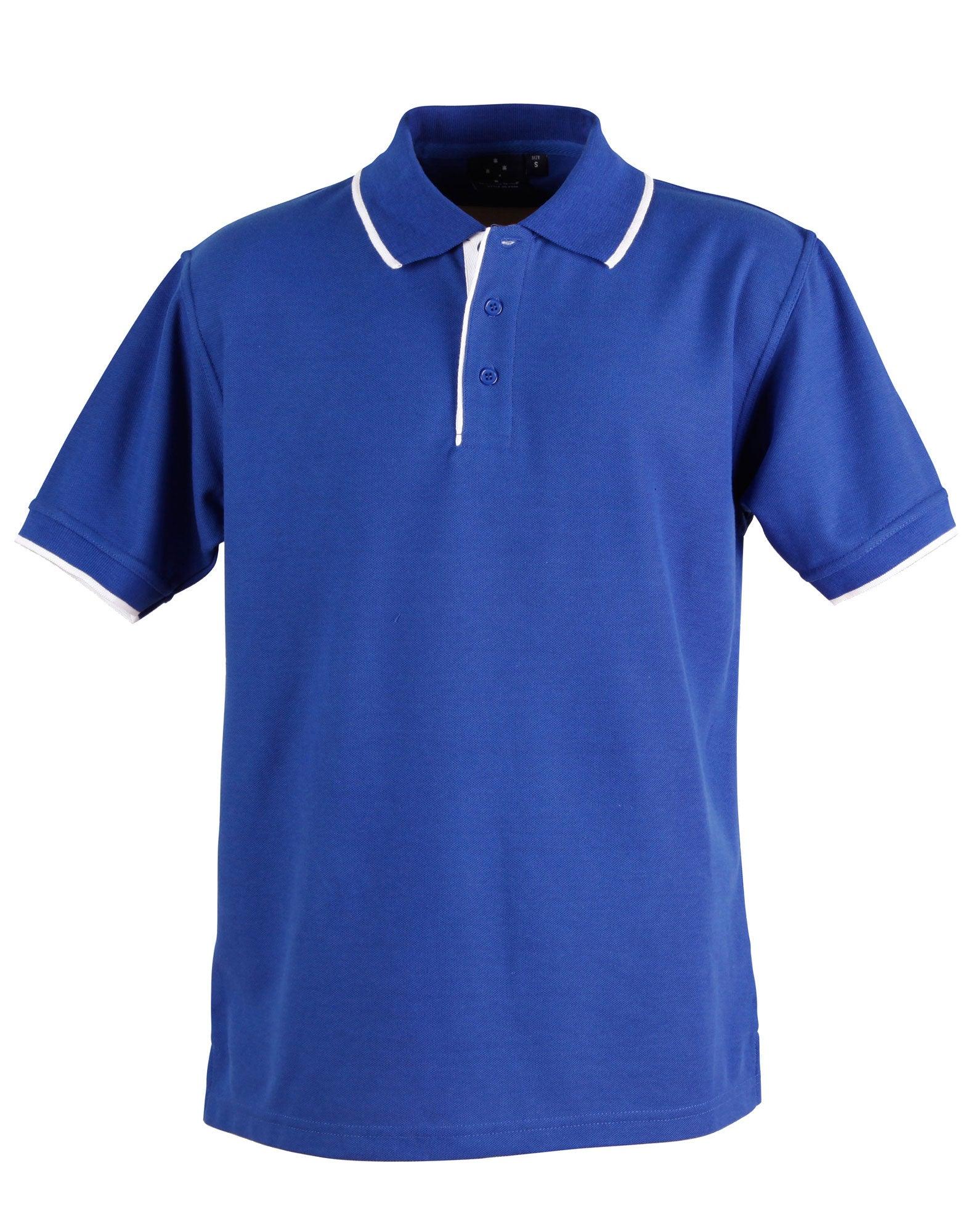 Mens Poly/Cotton Contrast Pique Short Sleeve Polo PS08 - PrintaPromo