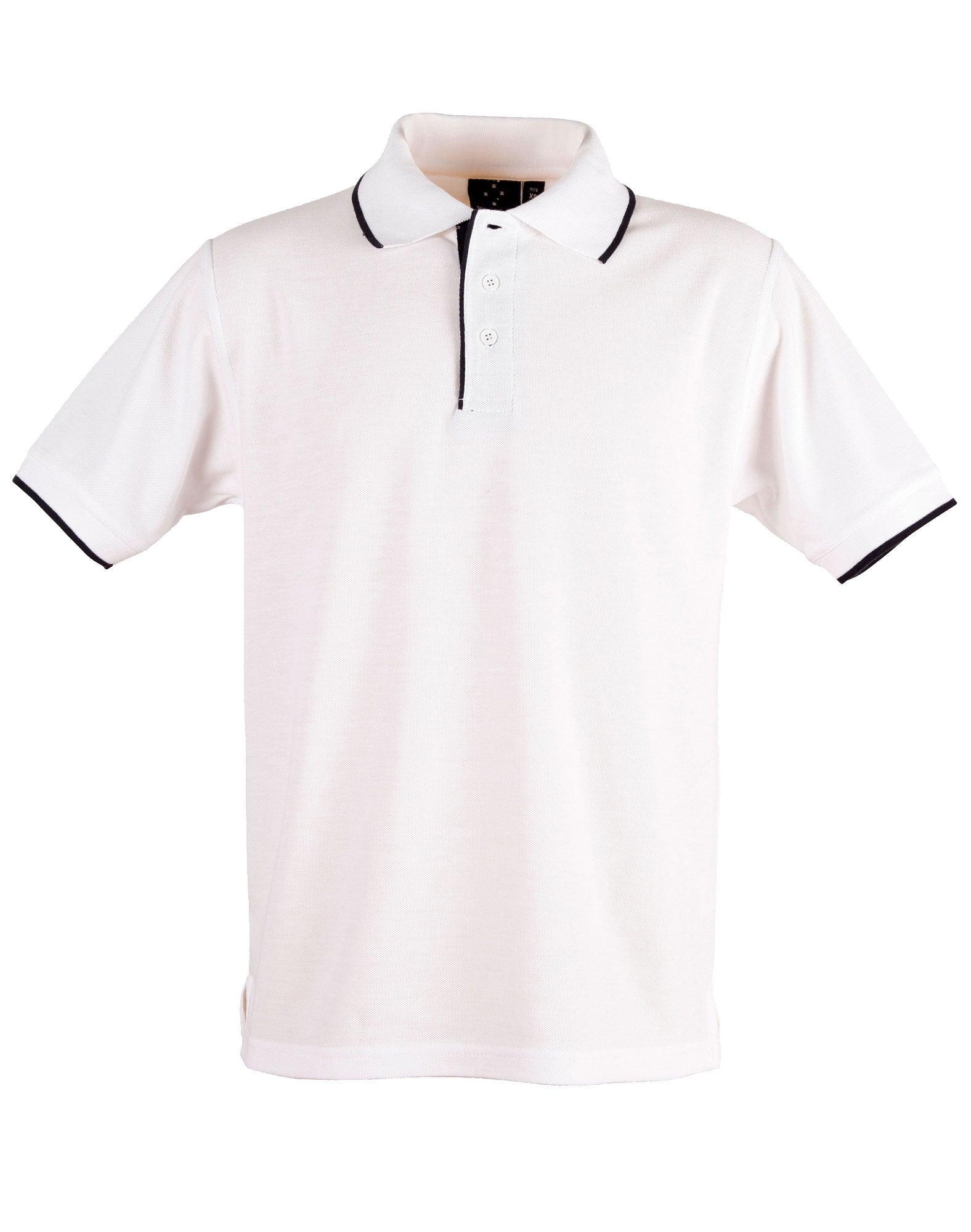 Mens Poly/Cotton Contrast Pique Short Sleeve Polo PS08 - PrintaPromo