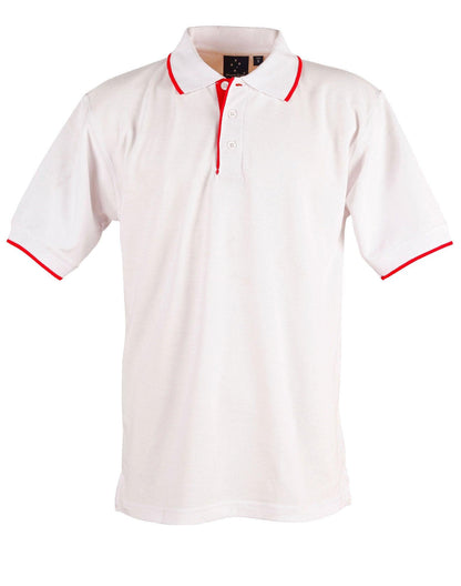 Mens Poly/Cotton Contrast Pique Short Sleeve Polo PS08 - PrintaPromo