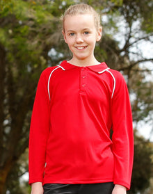 Kids CoolDry Long Sleeve Contrast Colour Polo PS43K - PrintaPromo