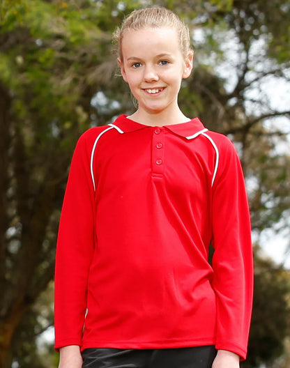 Kids CoolDry Long Sleeve Contrast Colour Polo PS43K - PrintaPromo