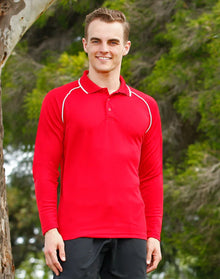 Mens CoolDry Long Sleeve Contrast Colour Polo PS43 - PrintaPromo
