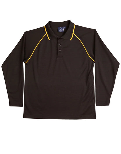 Kids CoolDry Long Sleeve Contrast Colour Polo PS43K - PrintaPromo
