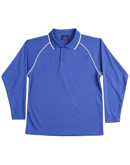 Kids CoolDry Long Sleeve Contrast Colour Polo PS43K - PrintaPromo