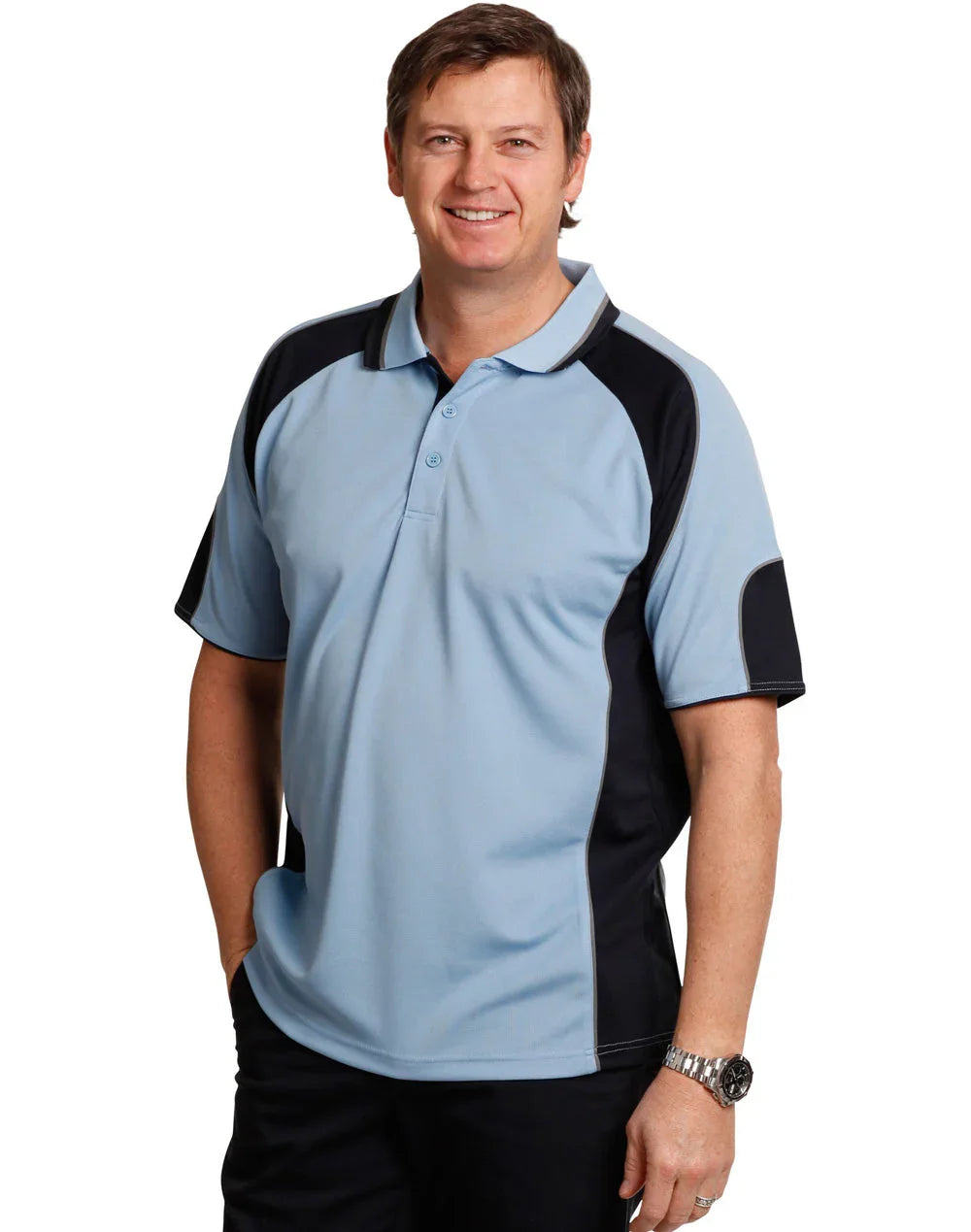 Mens CoolDry Contrast Short Sleeve Polo with Sleeve Panels PS61 - PrintaPromo