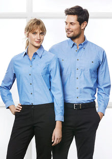 Ladies Wrinkle Free Chambray Long Sleeve Shirt LB6201 - PrintaPromo