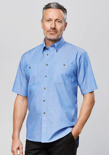 Mens Wrinkle Free Chambray Short Sleeve Shirt SH113 - PrintaPromo