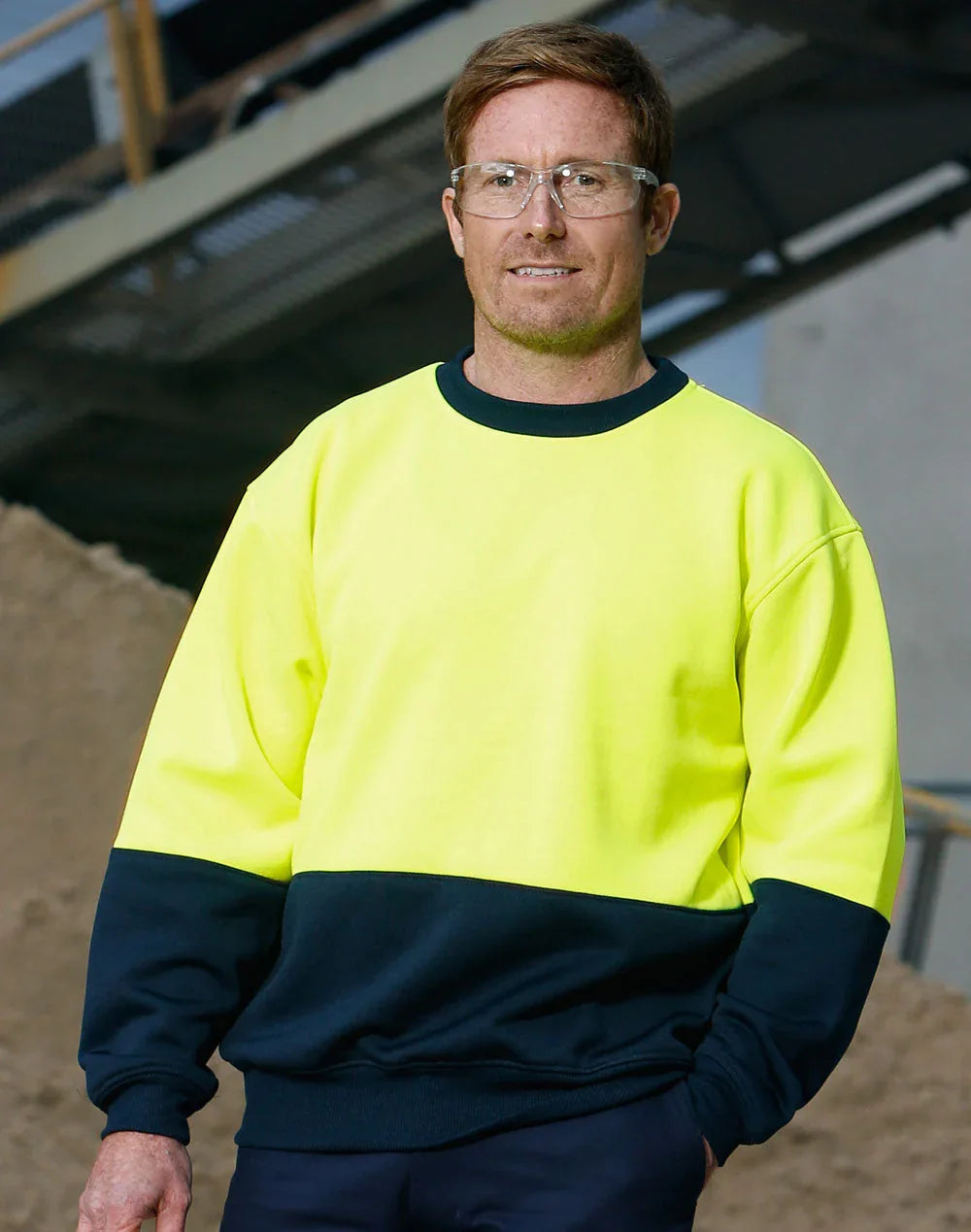 High Visibility Two Tone Crew Neck Safety Windcheater SW09 - PrintaPromo