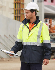 Hi-Vis Two Tone Rain Proof Safety Jacket With Mesh Lining and 3M Scotchlite Reflective Tapes SW18A - PrintaPromo