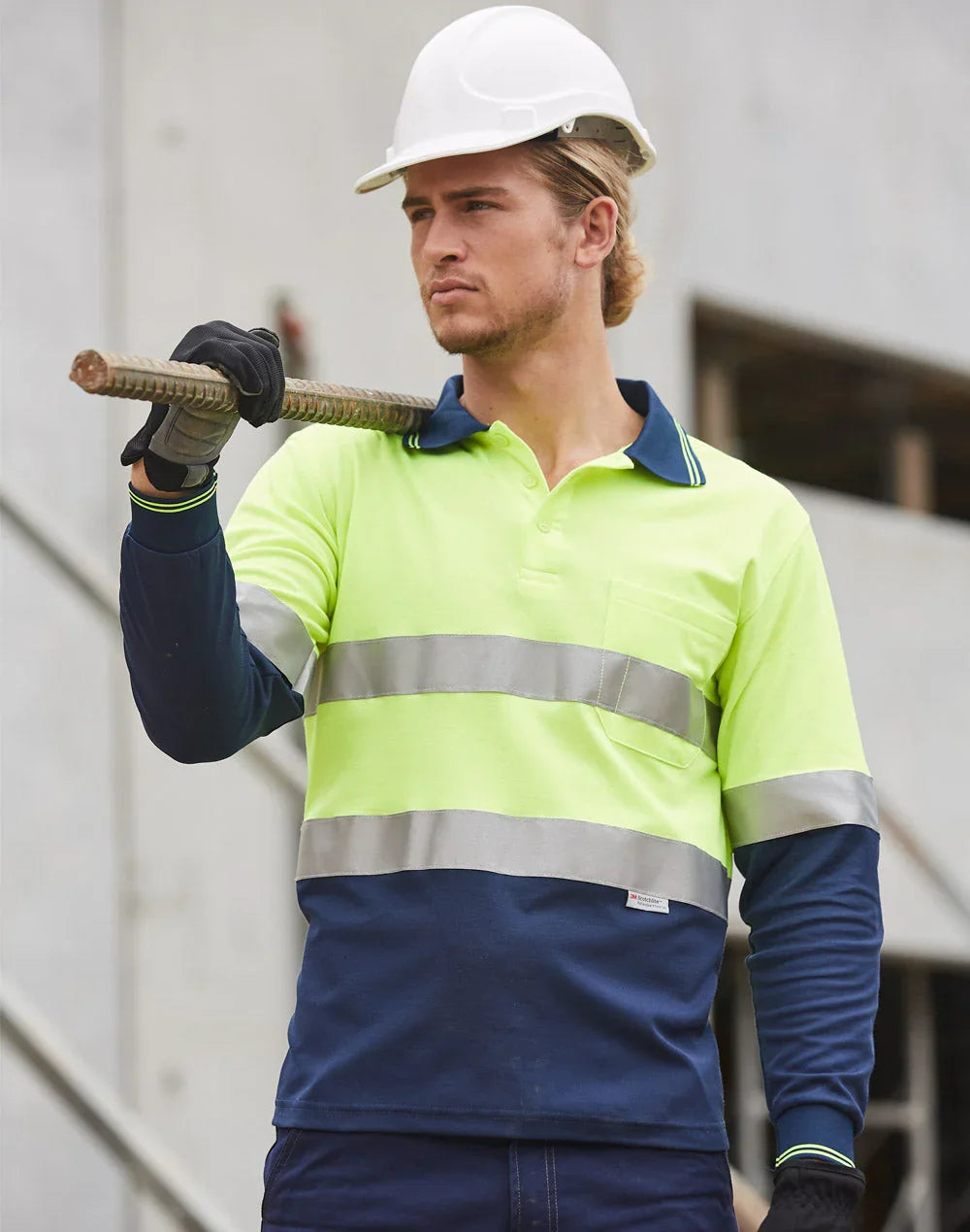 Mens TrueDry® Safety Long Sleeves Polo with 3M Reflective Tape SW21A - PrintaPromo