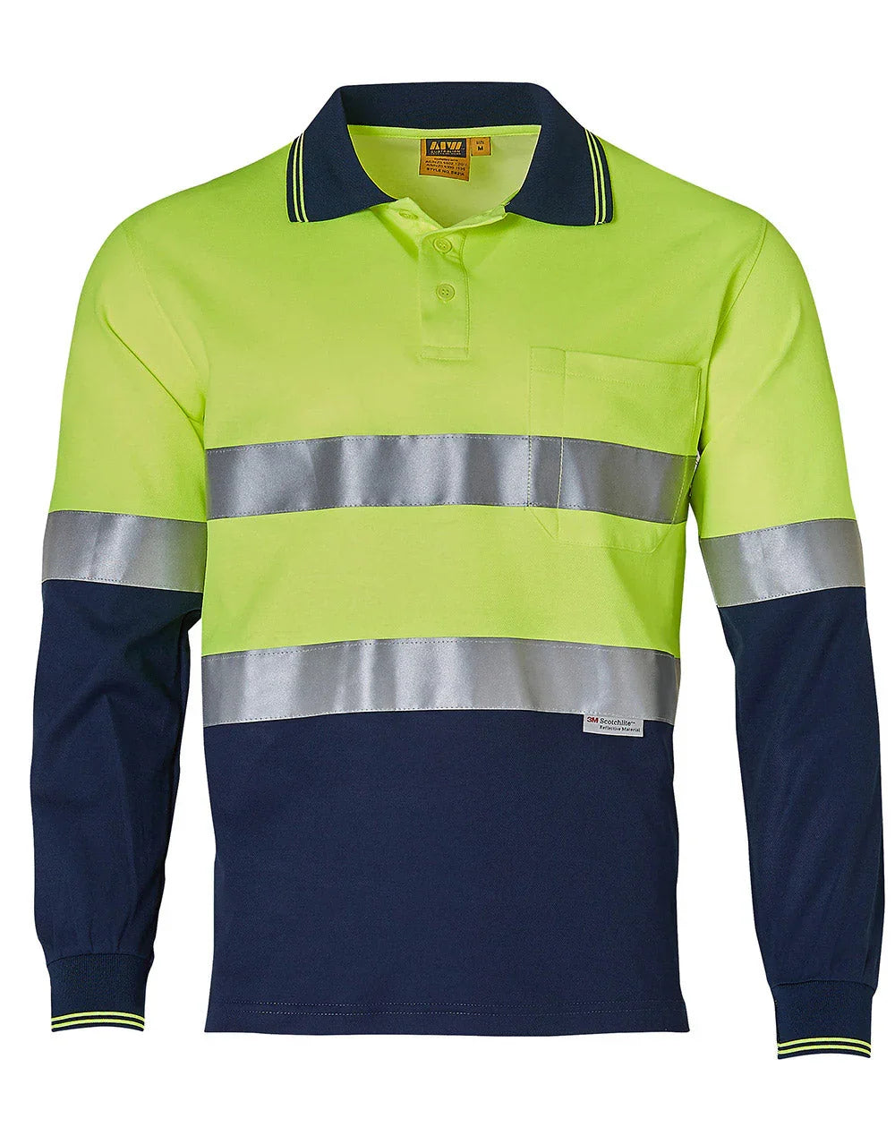 Mens TrueDry® Safety Long Sleeves Polo with 3M Reflective Tape SW21A - PrintaPromo