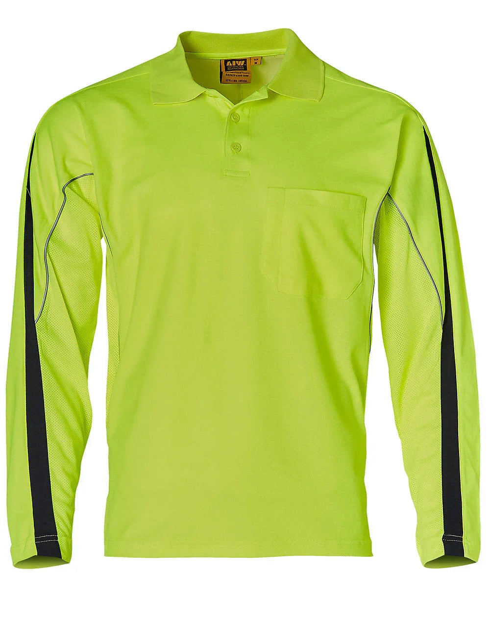 Mens TrueDry® Hi-Vis Long Sleeve Polo with Reflective Piping SW33A - PrintaPromo