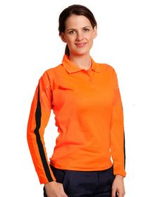 Ladies TrueDry® Hi-Vis Long Sleeve Polo with Reflective Piping SW34A - PrintaPromo