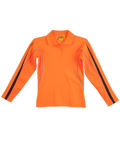 Ladies TrueDry® Hi-Vis Long Sleeve Polo with Reflective Piping SW34A - PrintaPromo