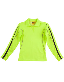 Ladies TrueDry® Hi-Vis Long Sleeve Polo with Reflective Piping SW34A - PrintaPromo