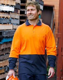 Hi-Vis Cotton Two Tone Long Sleeve Safety Polo SW36 - PrintaPromo