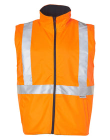 Hi-Vis Reversible Safety Vest With X Pattern 3M Reflective Tapes Shell 100% Polyester Oxford 300 D with PU coating Lining: 290gsm Polar Fleece.Conforms to AS/NZ 4602.1:2011 Class D/N SW37 - PrintaPromo