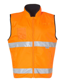 Hi-Vis Reversible Mandarin Collar Safety Vest With 3M Tapes SW49 - PrintaPromo