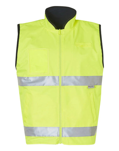 Hi-Vis Reversible Mandarin Collar Safety Vest With 3M Tapes SW49 - PrintaPromo