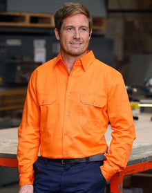 Mens High Visibility Regular Weight Long Sleeve Drill Shirt SW51 - PrintaPromo