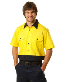 Mens High Visibility Cool-Breeze Cotton Twill Safety Shirt SW57 - PrintaPromo