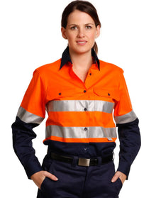 Ladies High Visibility Cool-Breeze Cotton Twill Safety Shirt with 3M Tapes SW65 - PrintaPromo