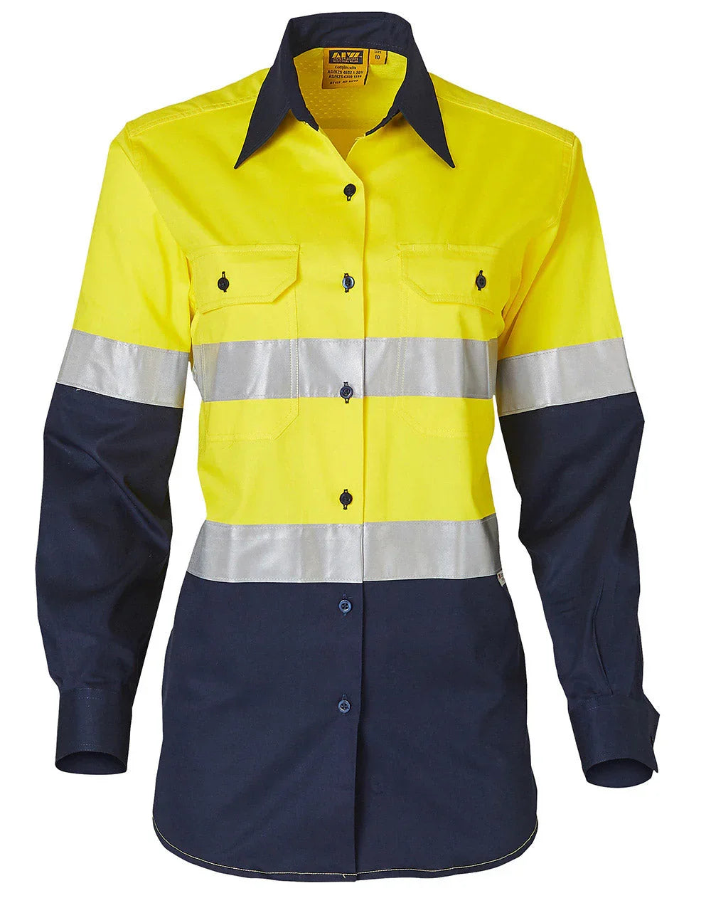 Ladies High Visibility Cool-Breeze Cotton Twill Safety Shirt with 3M Tapes SW65 - PrintaPromo