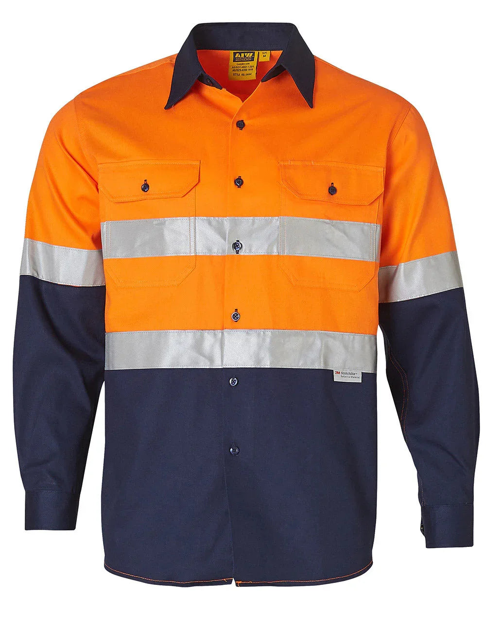 High Visibility Cotton Twill Safety Shirt with Reflective 3M Tapes SW68 - PrintaPromo
