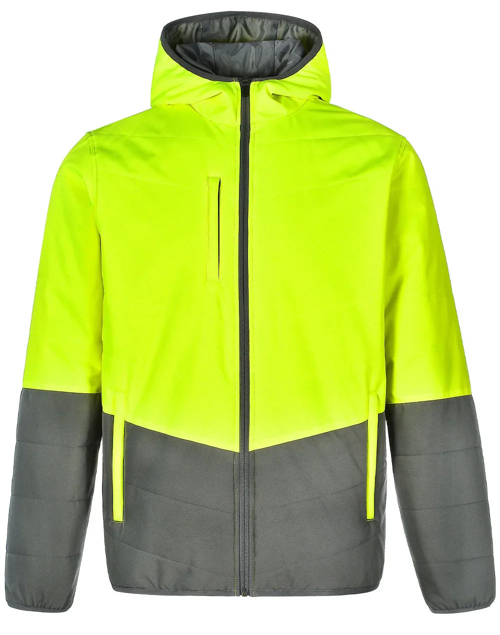Unisex Hi Vis Modern Styling Hooded Puffer Jacket - PrintaPromo