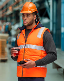 Unisex Hi Vis Hooded Puffer Vest - PrintaPromo