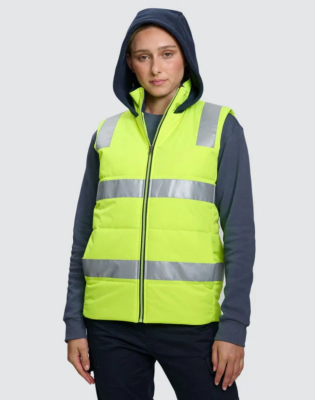 Unisex Hi Vis Hooded Puffer Vest - PrintaPromo