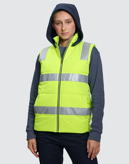 Unisex Hi Vis Hooded Puffer Vest - PrintaPromo