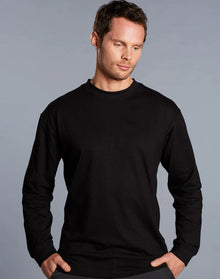 Mens 100% Cotton Crew Neck Long Sleeve Tee TS02 - PrintaPromo