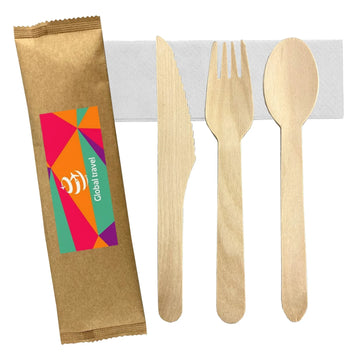 4pcs Wooden Cutlery Set - PrintaPromo