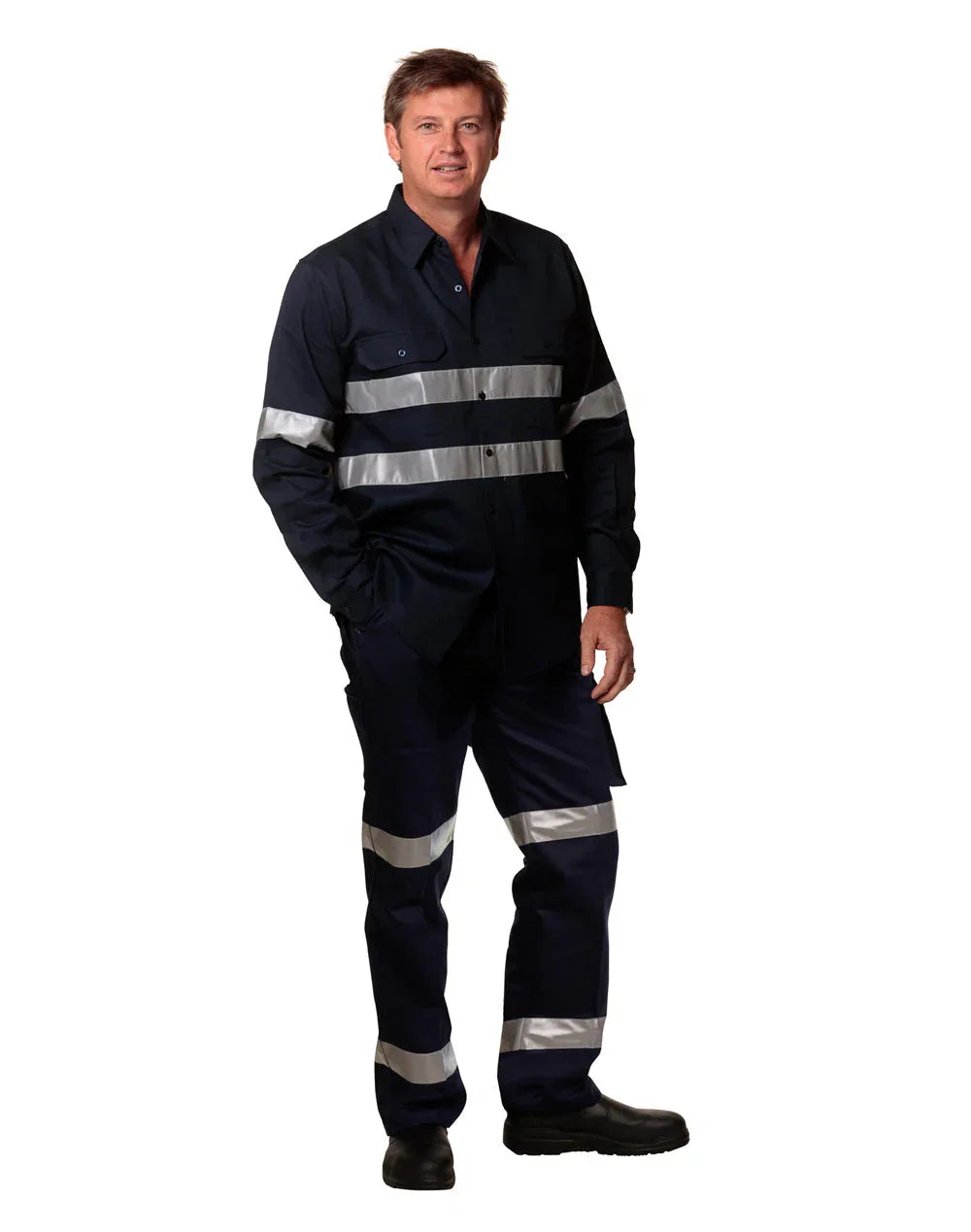 Mens Heavy Cotton Pre-shrunk Drill Pants 3M Tapes Stout Size WP08HV - PrintaPromo