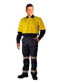 Mens Heavy Cotton Pre-Shrunk Drill Pants Longer Leg Size with 3M Scotchlite Reflective Tapes WP13HV - PrintaPromo