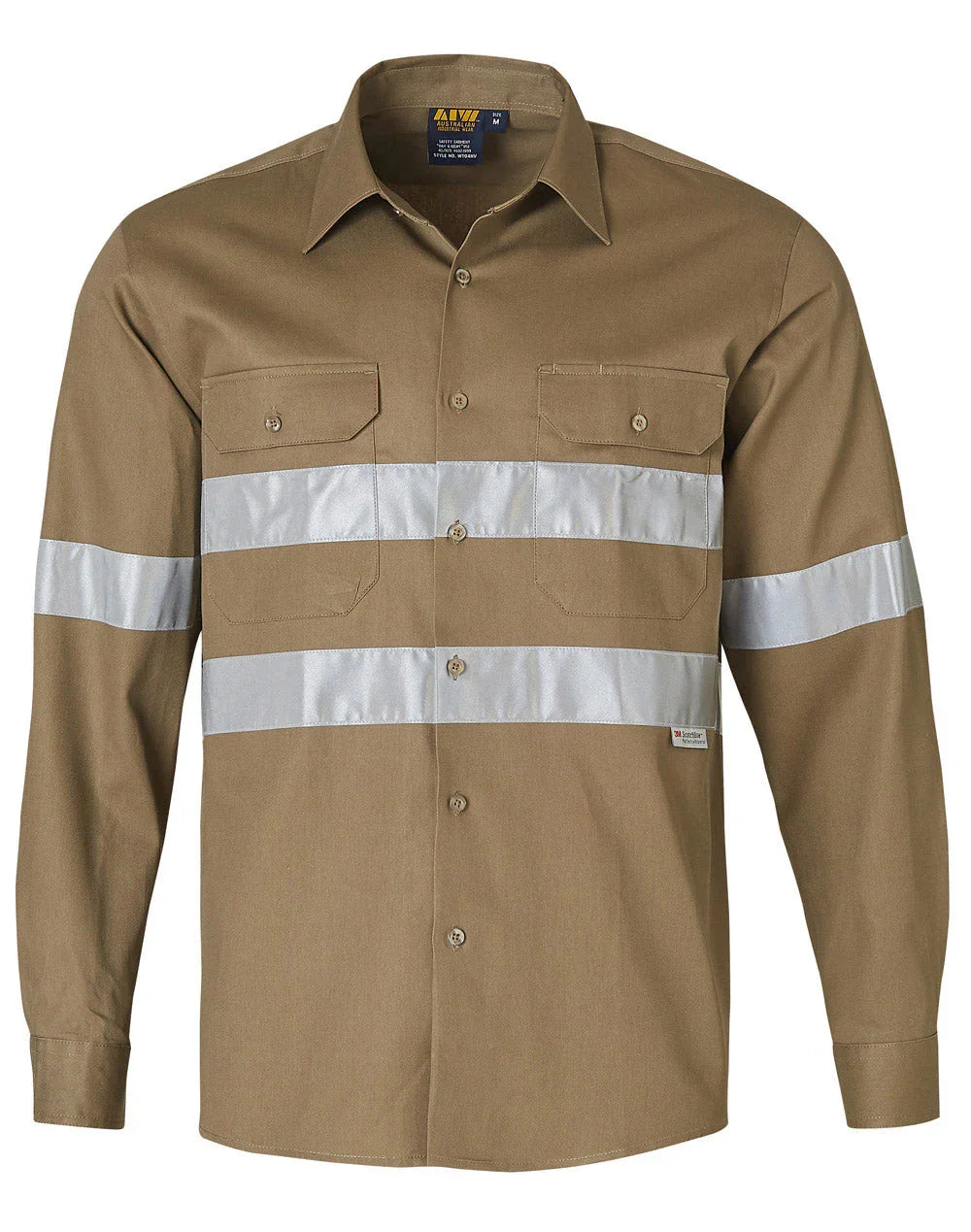 Cotton Drill Long Sleeve Work Shirt with 3M Tapes WT04HV - PrintaPromo