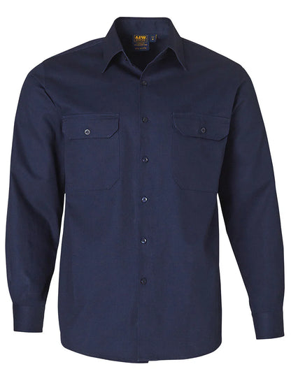 Cotton Drill Long Sleeve Work Shirt WT04 - PrintaPromo