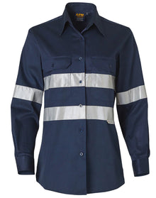 Ladies High Visibility Cotton Twill Safety Shirts with 3M Tapes WT08HV - PrintaPromo