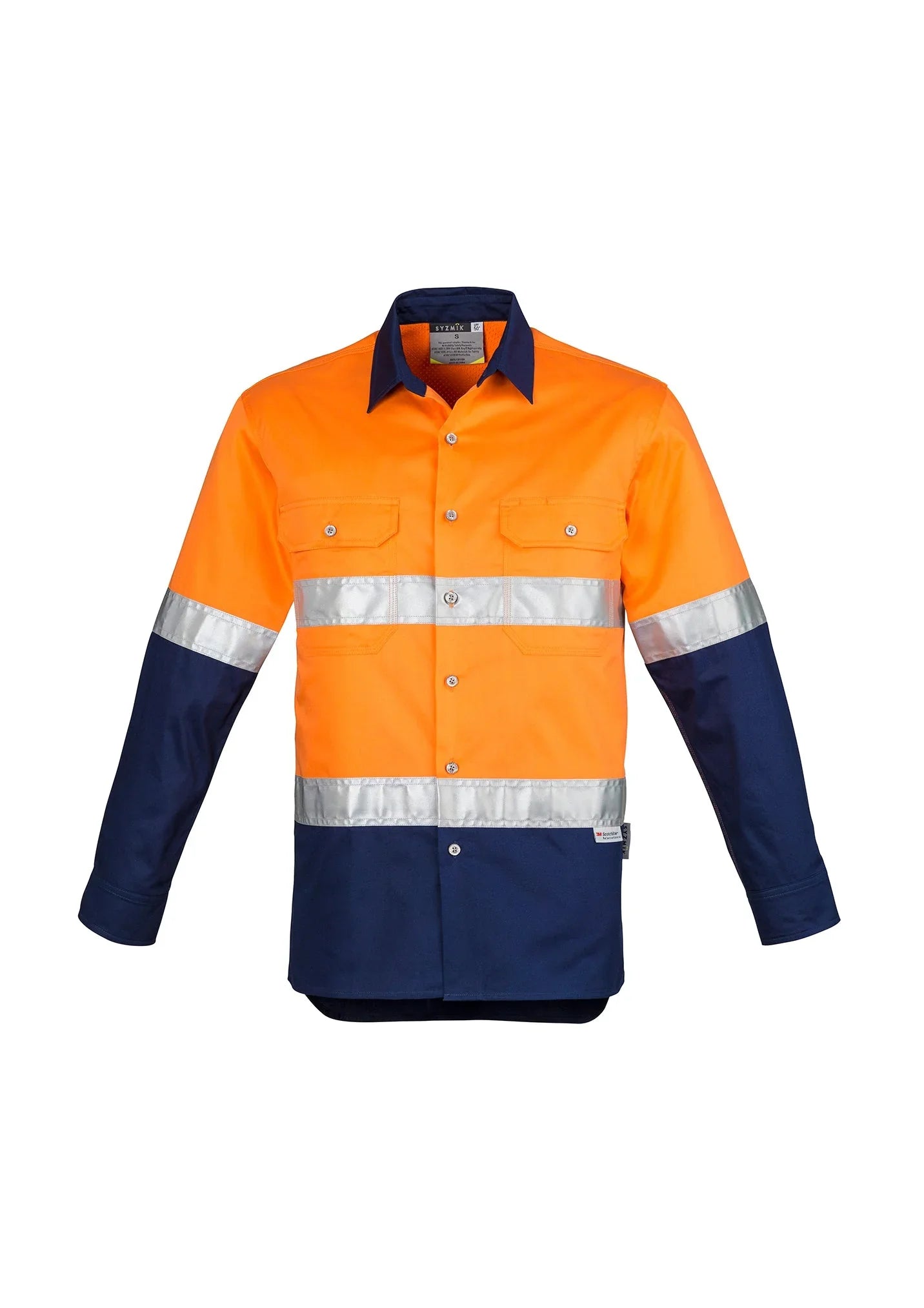 Mens Hi Vis Spliced Industrial Shirt - Hoop Taped ZW123 - PrintaPromo