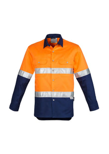 Mens Hi Vis Spliced Industrial Shirt - Hoop Taped ZW123 - PrintaPromo