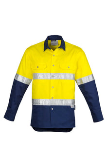 Mens Hi Vis Spliced Industrial Shirt - Hoop Taped ZW123 - PrintaPromo