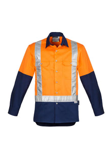 Mens Hi Vis Spliced Industrial Shirt - Shoulder Taped ZW124 - PrintaPromo