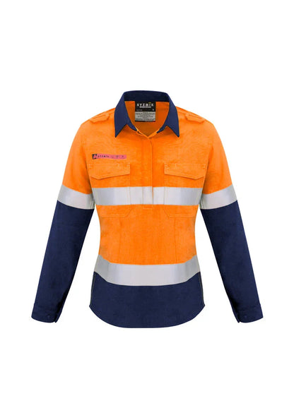 Womens FR Closed Front Hooped Taped Spliced Shirt ZW131 - PrintaPromo