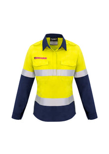 Womens FR Closed Front Hooped Taped Spliced Shirt ZW131 - PrintaPromo