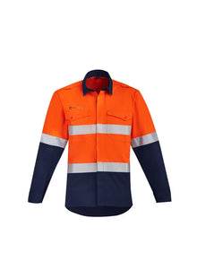 Mens Orange Flame HRC 2 Hoop Taped Open Front Spliced Shirt ZW140 - PrintaPromo